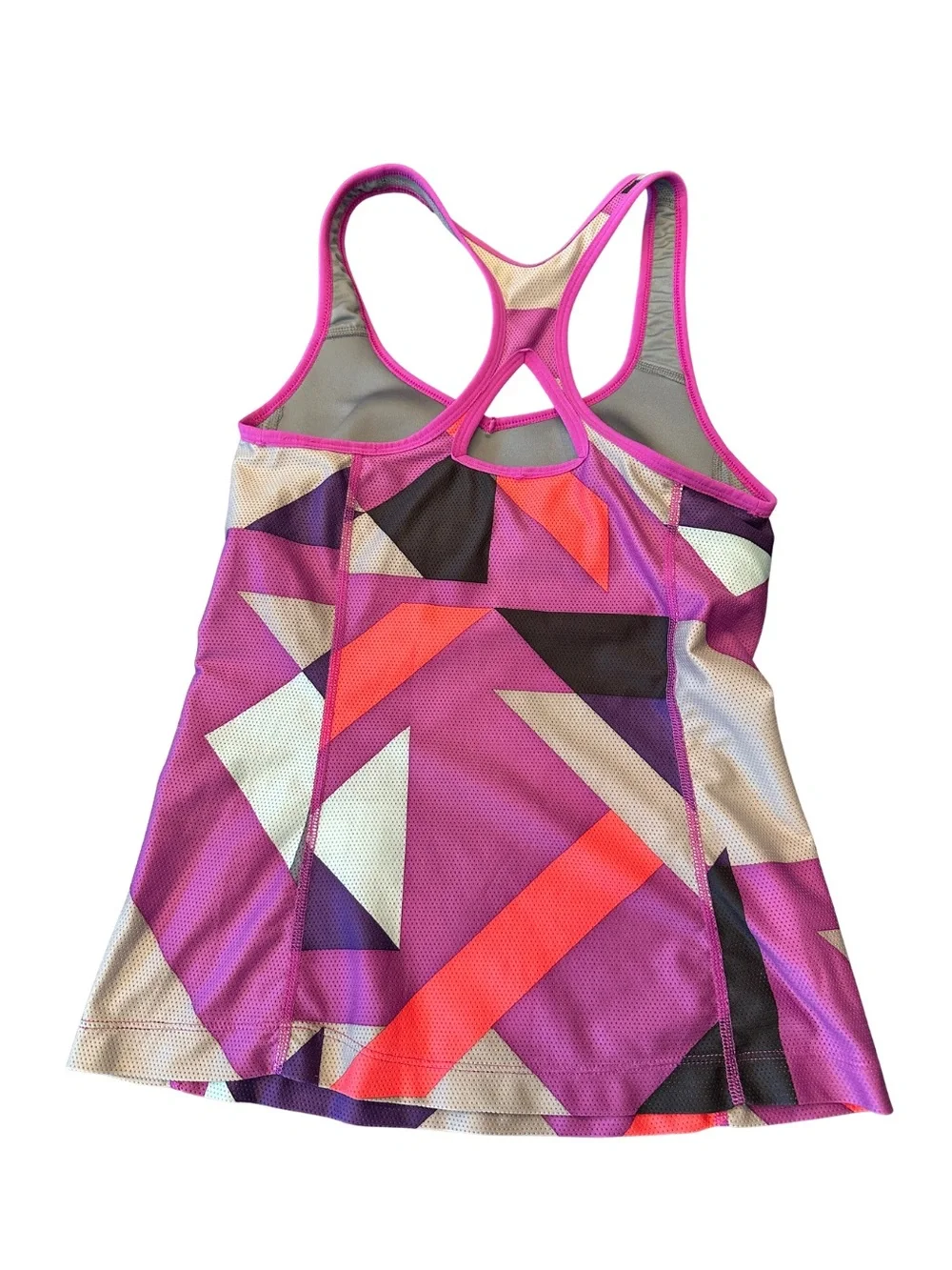 Nike Purple Geo-Print Dri-Fit Racerback Running Tank with Built in Shelf Bra